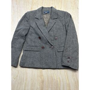 Sweet Suit Woman Jacket Blazer Petite Size 6 Vintage Shoulder Pads Vintage Brown